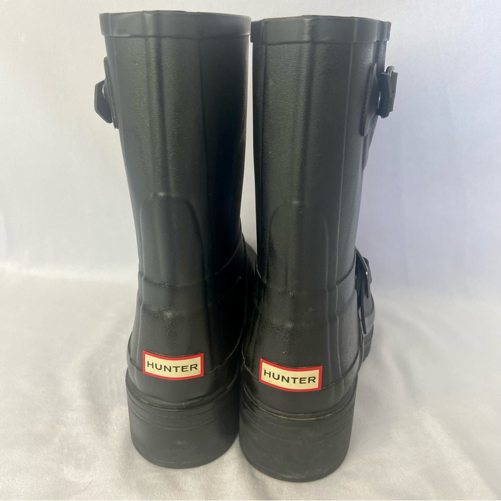 Hunter Original Rubber Biker Rain Boots - Black Size 6 - Picture 13 of 16